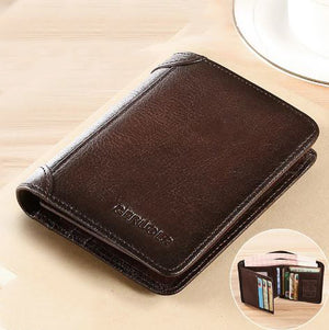 Men's Genuine Leather Card Holder Letter Pattern Trendy Wallets