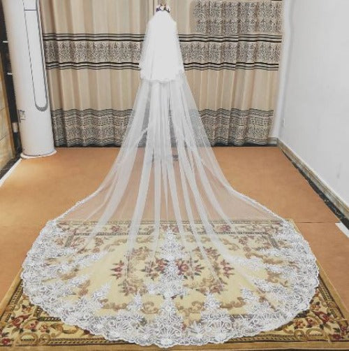 Women's Polyester Applique Edge Two-Layer Bridal Wedding Veils