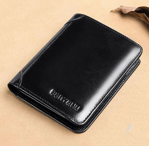 Men's Genuine Leather Letter Pattern Slot Pocket Trendy Wallets
