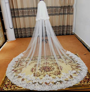 Women's Polyester Applique Edge Two-Layer Bridal Wedding Veils