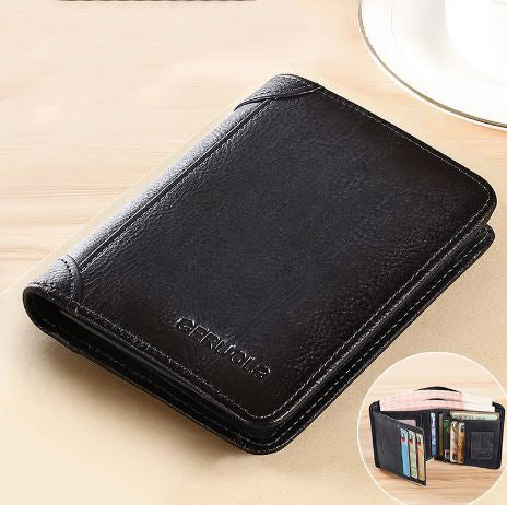 Men's Genuine Leather Card Holder Letter Pattern Trendy Wallets