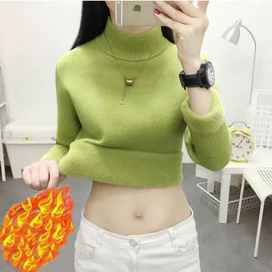 Women's Acrylic Mock Neck Full Sleeves Casual Pullover Sweater