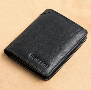 Men's Genuine Leather Letter Pattern Card Holder Trendy Wallet