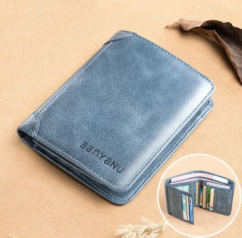 Men's Genuine Leather Slot Pocket Letter Pattern Trendy Wallets