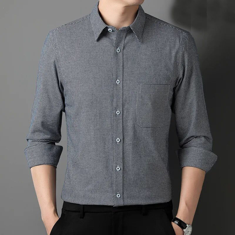 Men's Cotton Turndown Collar Long Sleeves Formal Wear Shirts