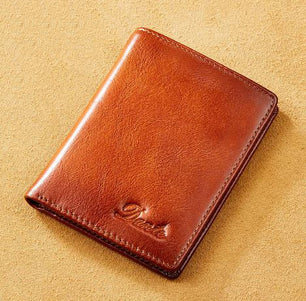 Men's Genuine Leather Card Holder Letter Pattern Trendy Wallets