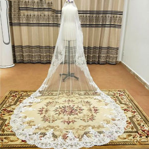 Women's Polyester Applique Edge One-Layer Cathedral Wedding Veils