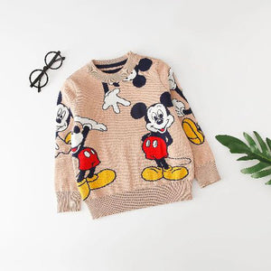 Kid's Polyester Long Sleeve Pullover Closure Mickey Mouse Clothes
