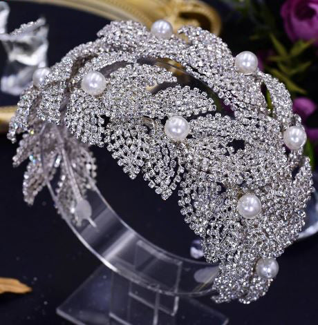 Women's Rhinestone Leaf Pattern Tiaras Bridal Wedding Crown