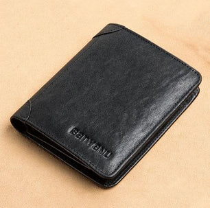 Men's Genuine Leather Slot Pocket Letter Pattern Trendy Wallets