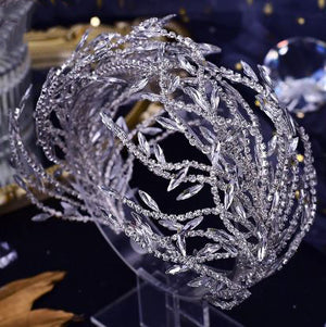 Women's Rhinestone Feather Pattern Tiaras Bridal Wedding Crown