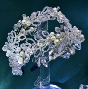 Women's Beaded Plant Pattern Elegant Tiaras Bridal Wedding Crown