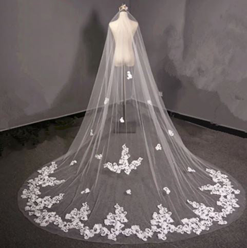 Women's Polyester Lace Edge One-Layer Trendy Bridal Wedding Veils