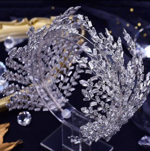 Women's Rhinestone Feather Pattern Tiaras Bridal Wedding Crown