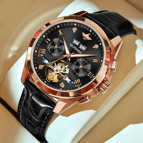 Men's Tungsten Steel Automatic Round Shape Waterproof Watch