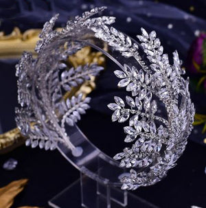 Women's Rhinestone Feather Pattern Tiaras Bridal Wedding Crown