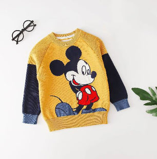 Kid's Polyester Long Sleeve Pullover Closure Mickey Mouse Clothes