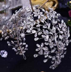 Women's Rhinestone Feather Pattern Tiaras Bridal Wedding Crown