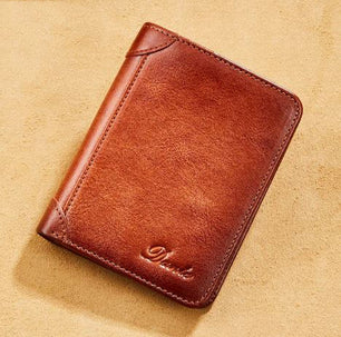 Men's Genuine Leather Letter Pattern Card Holder Trendy Wallet