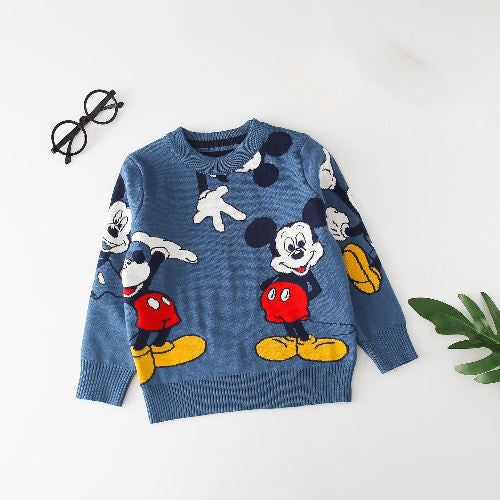 Kid's Polyester Long Sleeve Pullover Closure Mickey Mouse Clothes