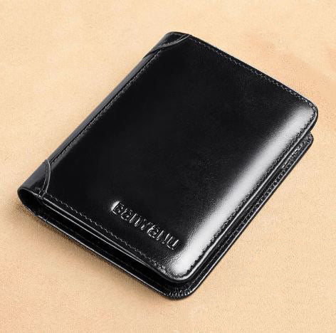 Men's Genuine Leather Slot Pocket Letter Pattern Trendy Wallets