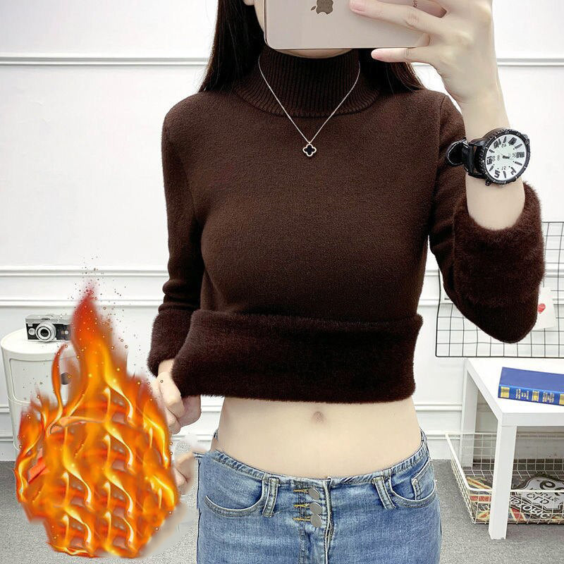 Women's Acrylic Mock Neck Full Sleeves Casual Pullover Sweater