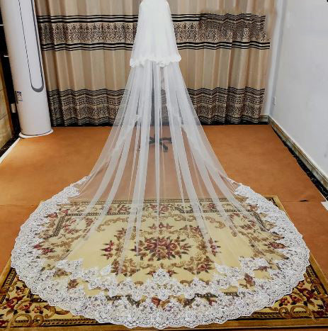 Women's Polyester Applique Edge Two-Layer Bridal Wedding Veils