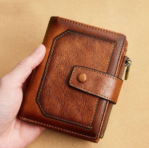 Men's Genuine Leather Card Holder Solid Pattern Trendy Wallets