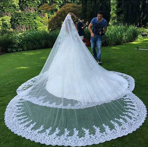 Women's Polyester Lace Edge One-Layer Luxury Bridal Wedding Veils