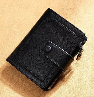 Men's Genuine Leather Card Holder Solid Pattern Trendy Wallets