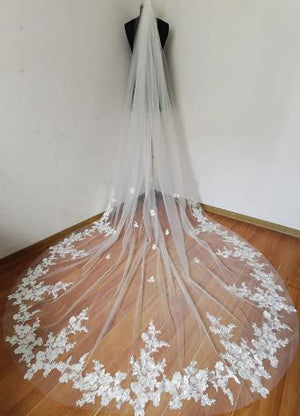 Women's Polyester Lace Edge One-Layer Trendy Bridal Wedding Veils