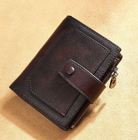 Men's Genuine Leather Card Holder Solid Pattern Trendy Wallets