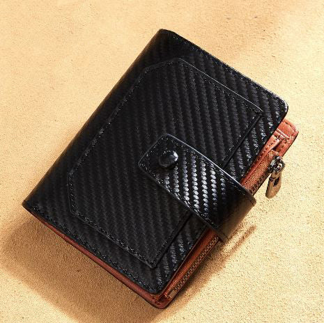 Men's Genuine Leather Card Holder Solid Pattern Trendy Wallets