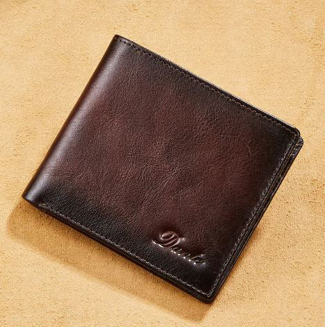 Men's Genuine Leather Card Holder Letter Pattern Trendy Wallets