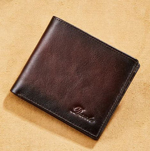 Men's Genuine Leather Card Holder Letter Pattern Trendy Wallets