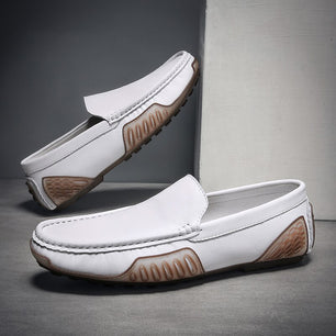 Men's Split Leather Round Toe Slip-On Closure Casual Wear Shoes