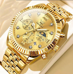 Men's Stainless Steel Round Shape Waterproof Luxury Quartz Watch