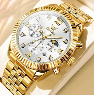 Men's Stainless Steel Round Shape Waterproof Luxury Quartz Watch