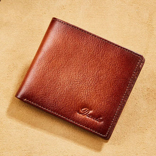 Men's Genuine Leather Card Holder Letter Pattern Trendy Wallets
