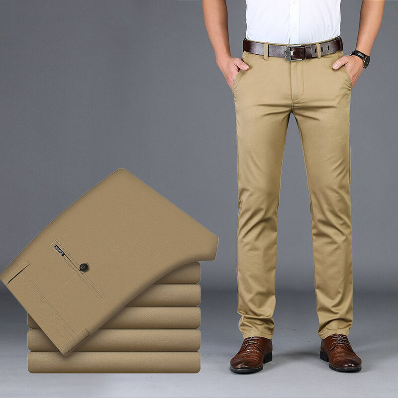 Men's Cotton Zipper Fly Closure Solid Pattern Casual Wear Pant