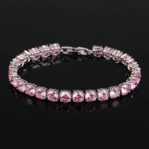 Women's Copper Crystal Link Chain Classic Round Wedding Bracelet