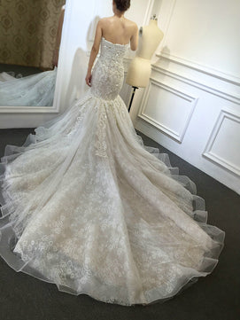 Women's Sweetheart Neck Beading Lace Mermaid Wedding Dress