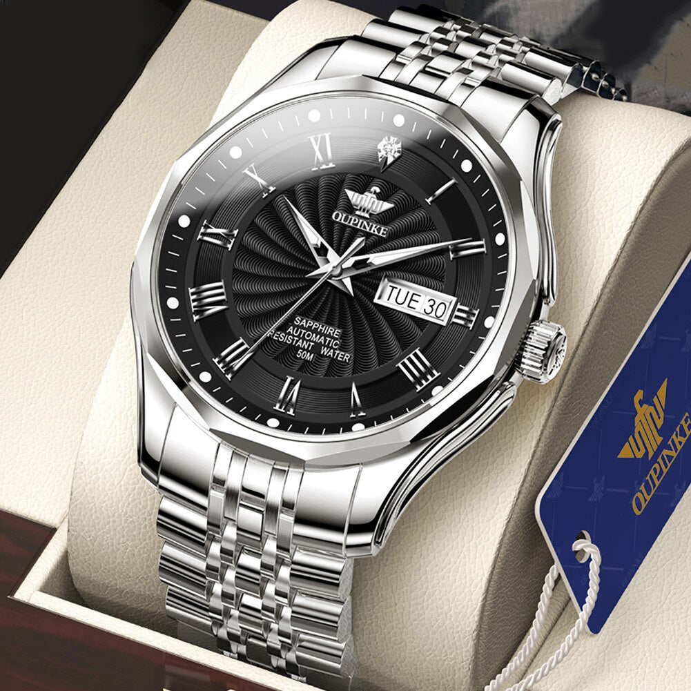 Men's Automatic Tungsten Steel Water-Resistant Round Watches