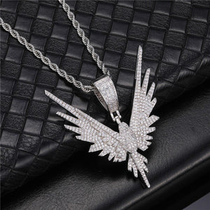 Men's Cubic Zirconia Hip-Hop Link Chain Eagle Wing Necklace