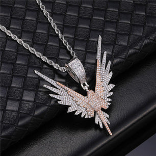 Men's Cubic Zirconia Hip-Hop Link Chain Eagle Wing Necklace