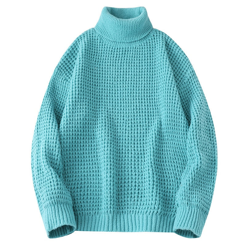 Men's Turtleneck Polyester Full Sleeve Pullovers Knitted Sweater