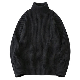 Men's Turtleneck Polyester Full Sleeve Pullovers Knitted Sweater