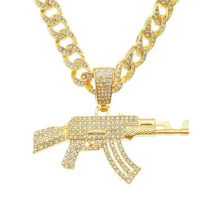 Men's Zinc Alloy Link Chain Hip-Hop Rhinestone Geometric Necklace