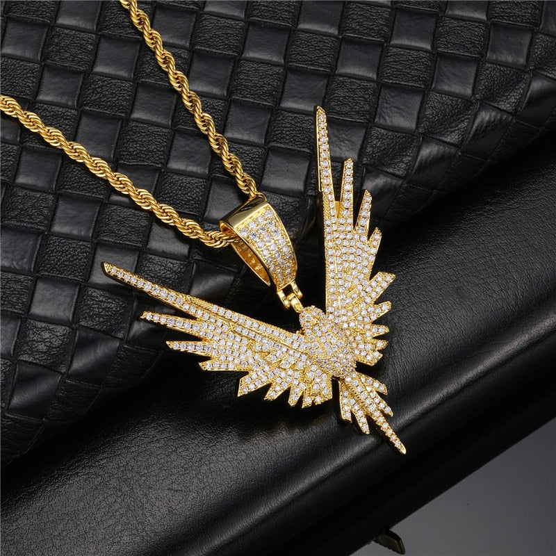 Men's Cubic Zirconia Hip-Hop Link Chain Eagle Wing Necklace