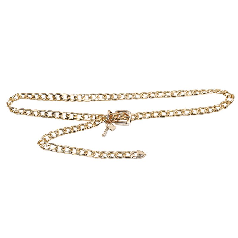 Women's Thick Metal Pin Buckle Closure Waistbands Chain Belt